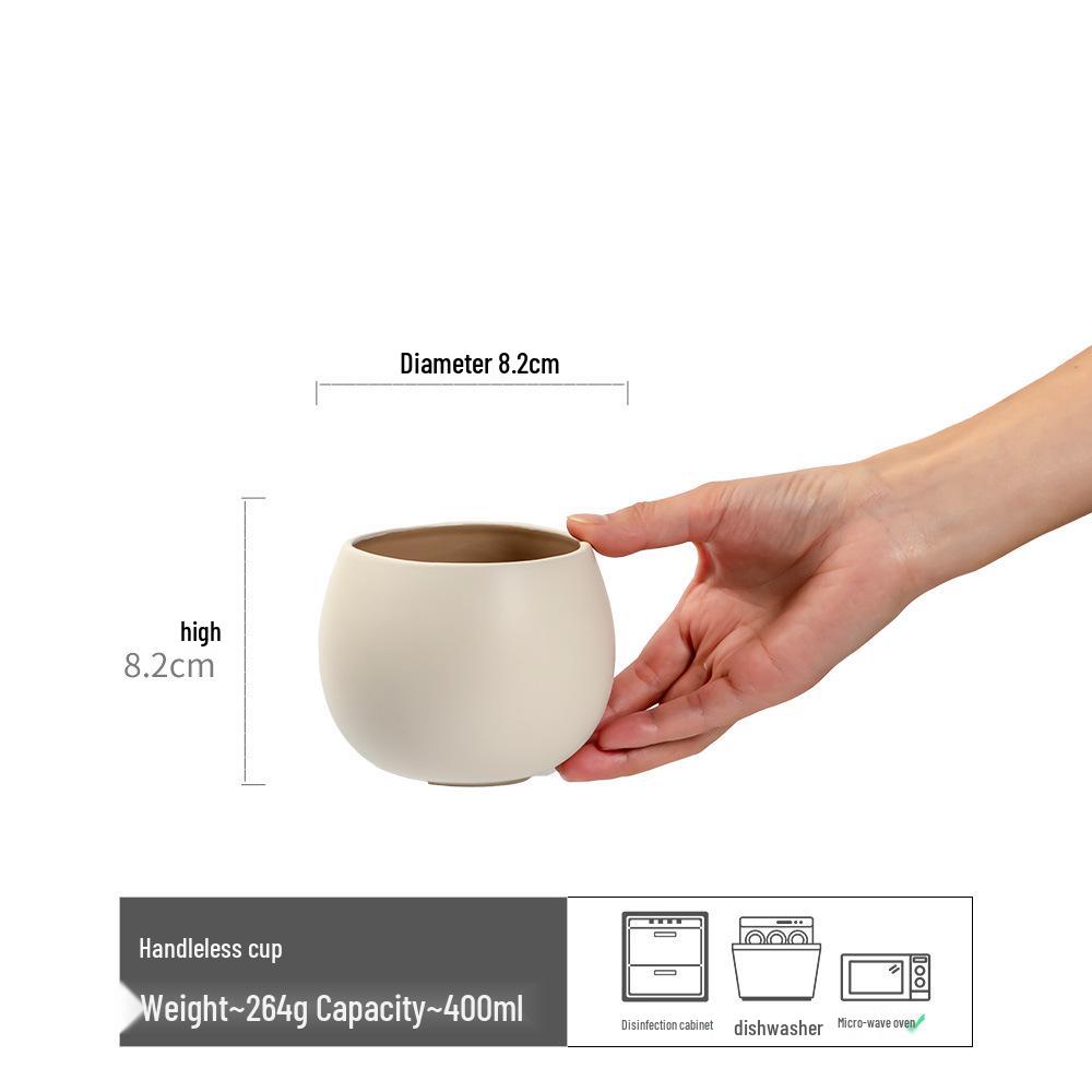 Vintage-Style Ceramic Handleless Teacup Set – Japanese-Inspired Rustic Coffee & Water Cups