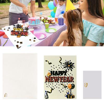 Sophisticated 3D Christmas Card Set with Envelope Black and Gold Style Pop Up Happy New Year Greeting Cards Party Gift