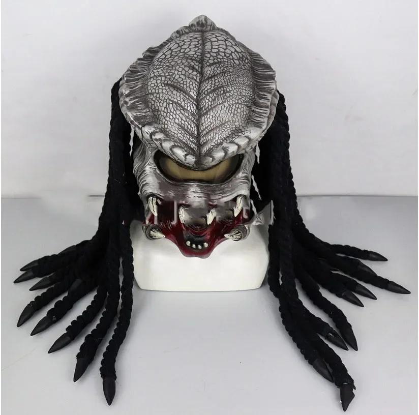 3D Sofia's Predator Halloween Headgear Face Mask Alien Terror Fancy Dress Party Props Cosplay Latex Mask Motorcycle Adult