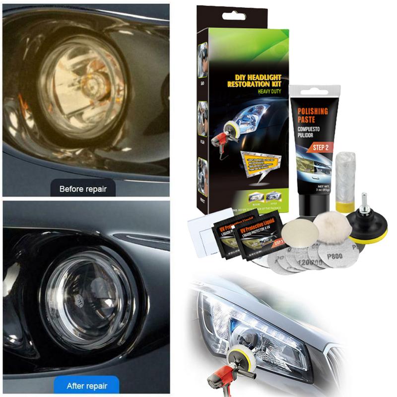 Headlight Polishing Kit Headlights Lens Restore Cleaner Automobile Polish Repair Tool Restore Sun Damaged Masking Tape Light