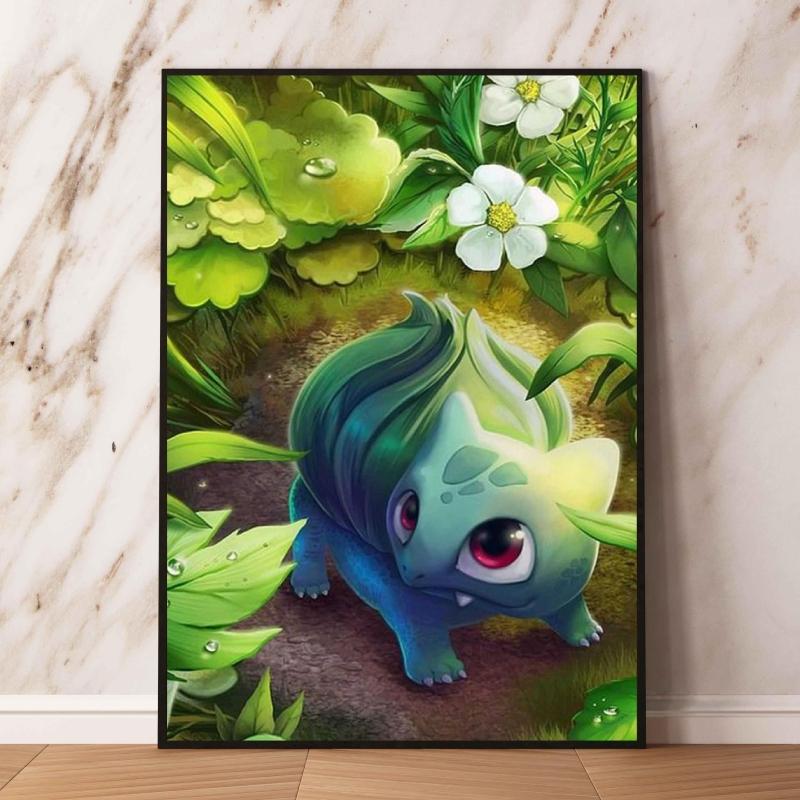 Watercolor Pokemon Decorative Paintings - Pikachu  Eevee Squirtle  Charmander  Bulbasaur Anime Art for Home Wall Decor