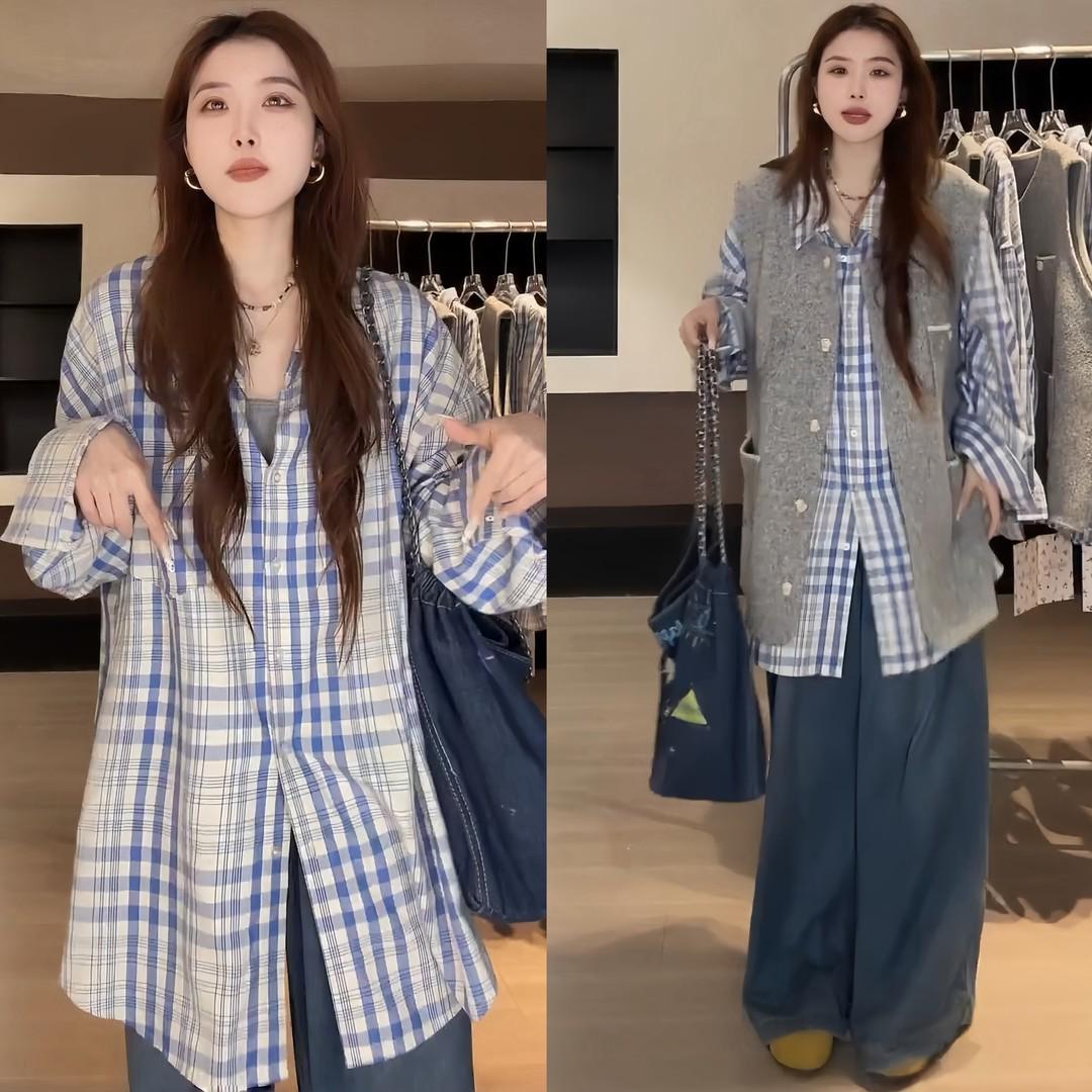 2026 Early Spring Sleeveless Plaid Shirt – Casual Loose Fit with Versatile Simple Design 3XL