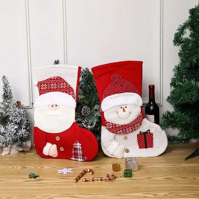 Knitted Christmas Stocking Socks Gift Bag for Elderly Snowman Dress Up Candy Bag Gift Bag Christmas Tree Decoration Gift YFA2250