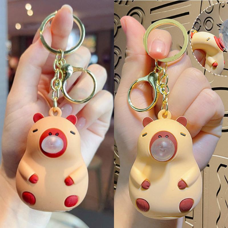 Kapibara Lalka Ściśnij Muzyka Brelok Zabawki Ściśnij Pluj Bąbelki Zabawka Antystresowa Lalka na Plecak Dziecięcy Zawieszka Dekoracja
