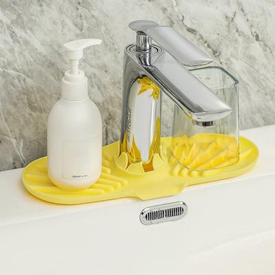 Kitchen Sink Faucet Tray Silicone Drainage Pad Soap Sponge Holder with Drain Sprout Kitchen Counter Accessories