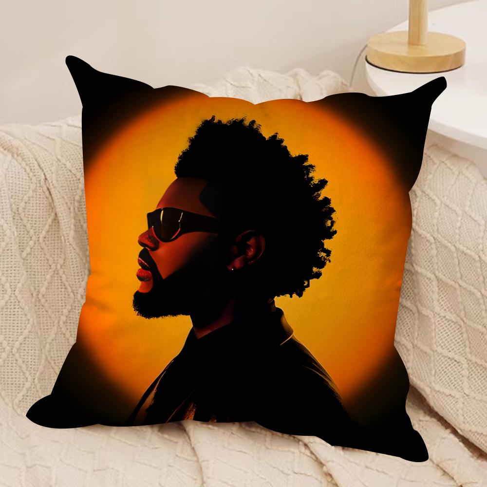 Rapper The WWeeknd Cushion Cover Silky Short Plush Invisible Zipper Dustproof Sofa Pillow Case For Home Decor