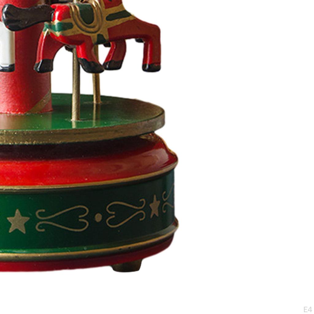 Weihnachten Holz Karussell Spieluhr Ornament dekorative drehen Pferd geformt für Urlaub Dekoration