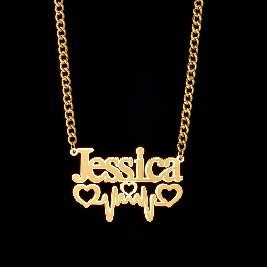 Goxijite Custom Butterfly Heart Name Removable Pendant Gold Color Stainless Steel Heart Nameplate Necklaces For Women Kids
