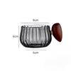 200ml Vintage Striped Glass Coffee Cup with Wooden Handle and Coaster | Aesthetic Coffee Shop Style Mug for Home & Cafe