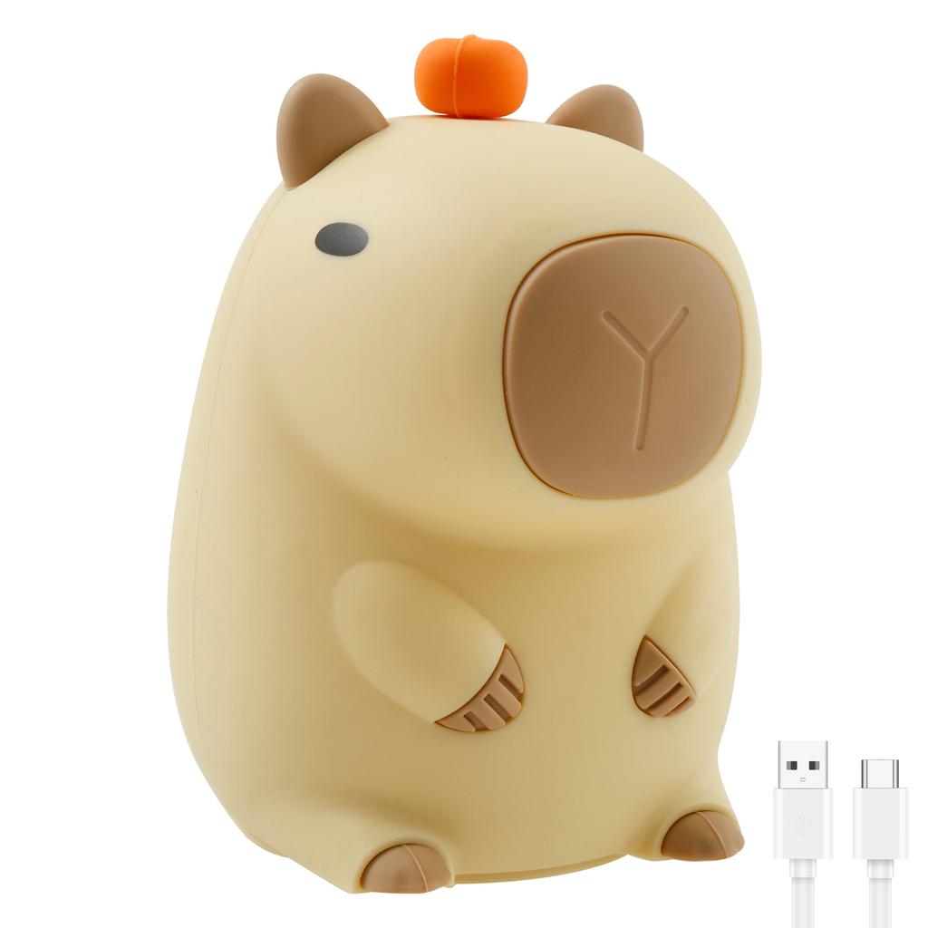 Niedliches Cartoon-Capybara-Nachtlicht aus Silikon, USB-wiederaufladbar, dimmbar, Schlaflampe, Kinderzimmer-Nachtlicht, Touch-Lampe, Nachttischlampe