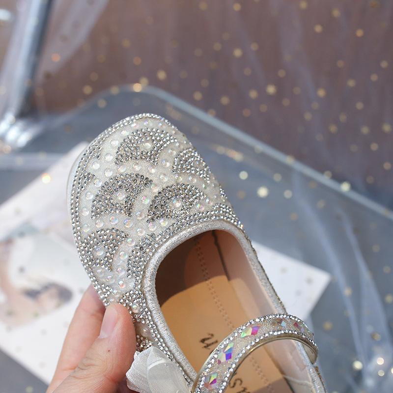 Mädchen Einzelnen Schuhe Frühling Strass Perle Kleines Mädchen Nette Schleife Prinzessin Kleine Leder
