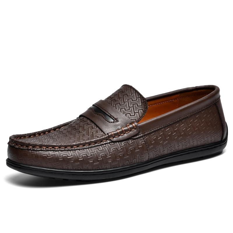 

Genuine leather first-layer cowhide Doudou shoes lazy shoes driving shoes British casual men s leather shoes 44