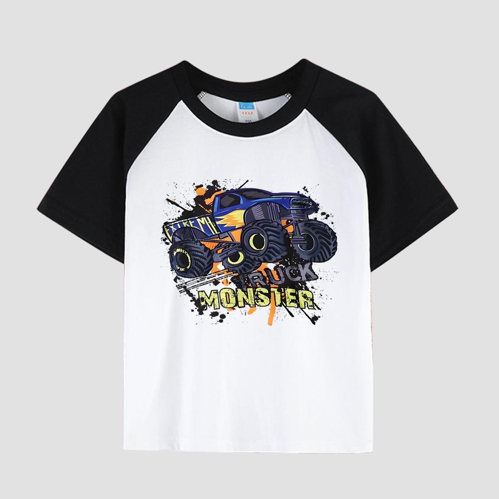 Children's Short Sleeve T-Shirt with Drop Shoulder, Round Neck, Cotton Fabric, Boy's Casual Fashion Top for Summer