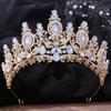DIEZI Corona de Tiara de Cristal Rosa Opalino de Lujo de 10 Colores Para Mujeres Boda Fiesta Elegante Novia Novia Corona de Flores Accesorios para el Cabello