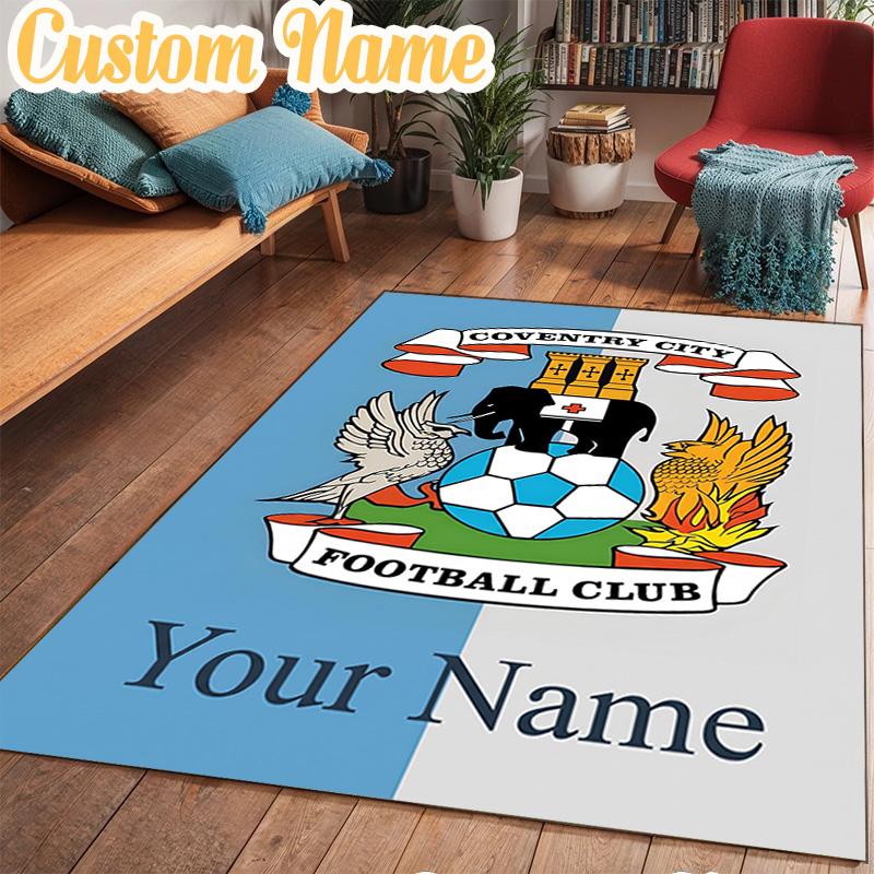 Custom Name Coventry City Crest Design Rug Office Rug Chair Mat Non Slip Carpet Rugs for Bedrooms Dining Room Living Room Home Decor gifts