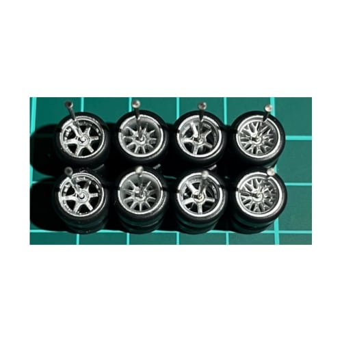 

1/64 scale custom wheels (set of 4) in silver with 6-spoke, CE28-style, 5-spoke, and mesh (AH0013), approximately 10.8mm, for miniature cars, etc.