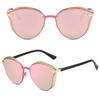 Non-polarized Women Full Frame Cat Eye Shaped Trendy Sunglasses Metal Frame Popular Multicolor Lenses Elegant Pink Sunglasses