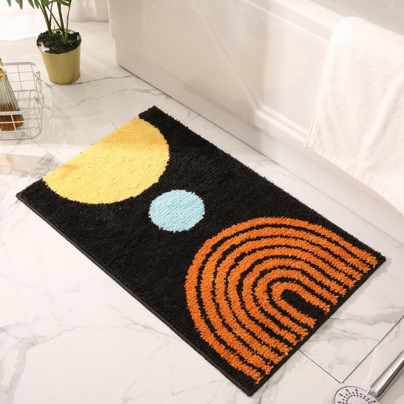 Modern Abstract Art Microfiber Bath Mat Flocking Bathroom Rug Decorative Carpet Non-slip Absorbent Shower Door Mat Foot Pad