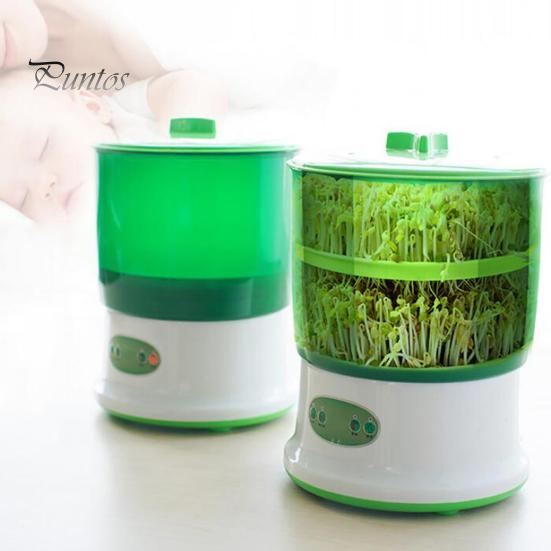 Auto Bean Sprouter 1 Set Sprout Machine Rapid Germination Automatic Soaking Water-Storage Germinating Short Cycle EU Plug Sprouting Bucket Home Supply