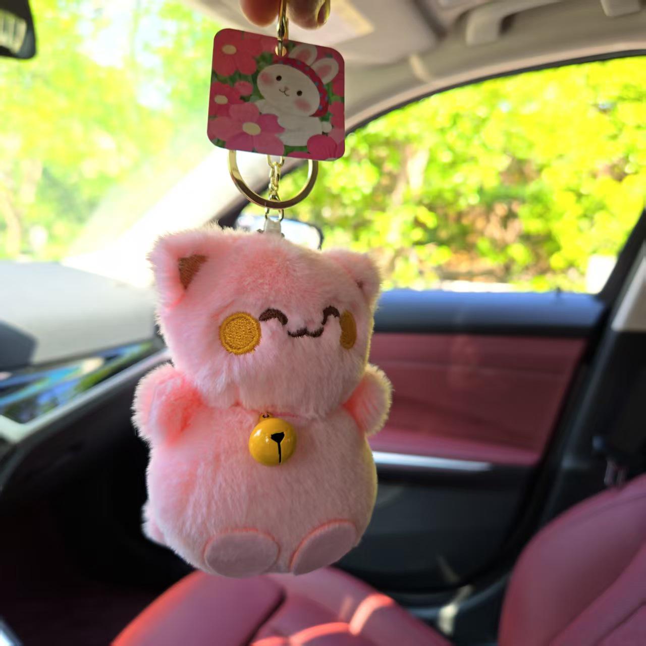 

Мультяшный плюшевый брелок «Счастливый кот» - Милый брелок с колокольчиком для сумок или когтевых автоматов Bead Chain