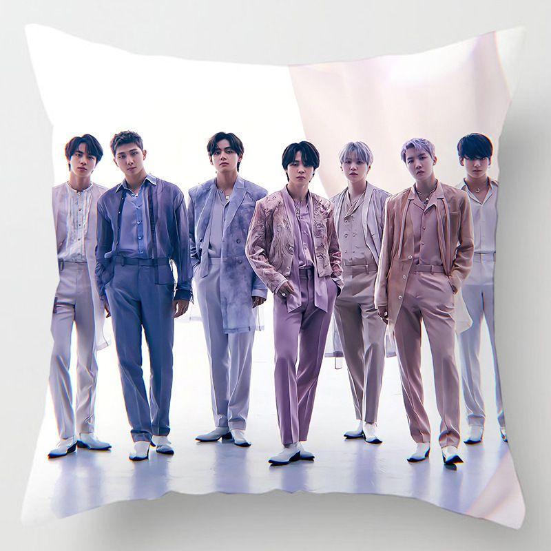 Kpop 18in Bts Bangtan Boys Cushion Cover Decorative Soft Pillow Case Peach Skin