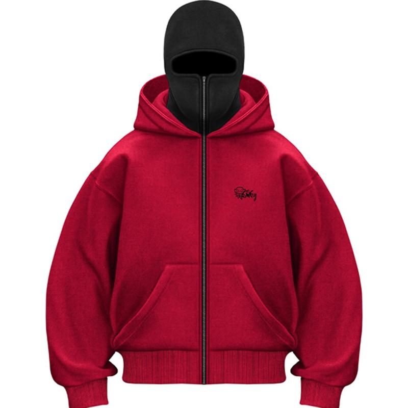 

Y2k винтажная зимняя уличная одежда для парных топов, балаклава, интегрированная толстовка с капюшоном, мужская однотонная толстовка в стиле ниндзя в стиле хип-хоп с плетением XL