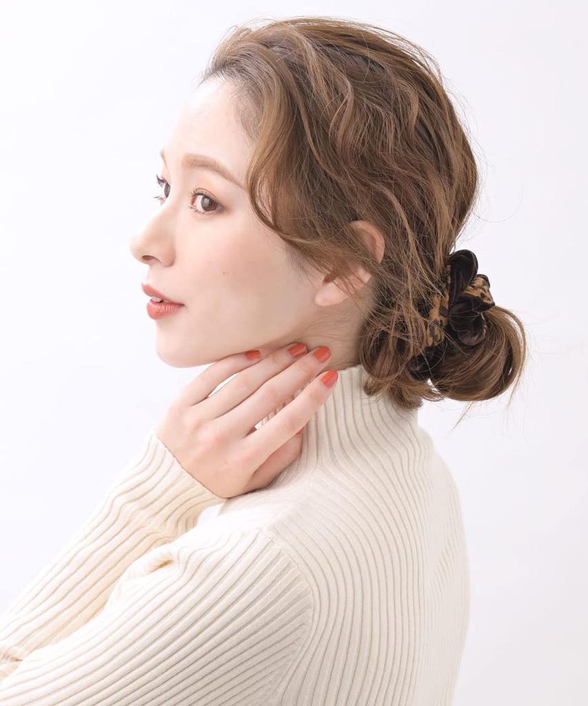 VINGTAINE Velvet Leopard Print Scrunchie with Animal Simple Office Ruffled Hair Accessory Suede-Like Print, Style, HS-67