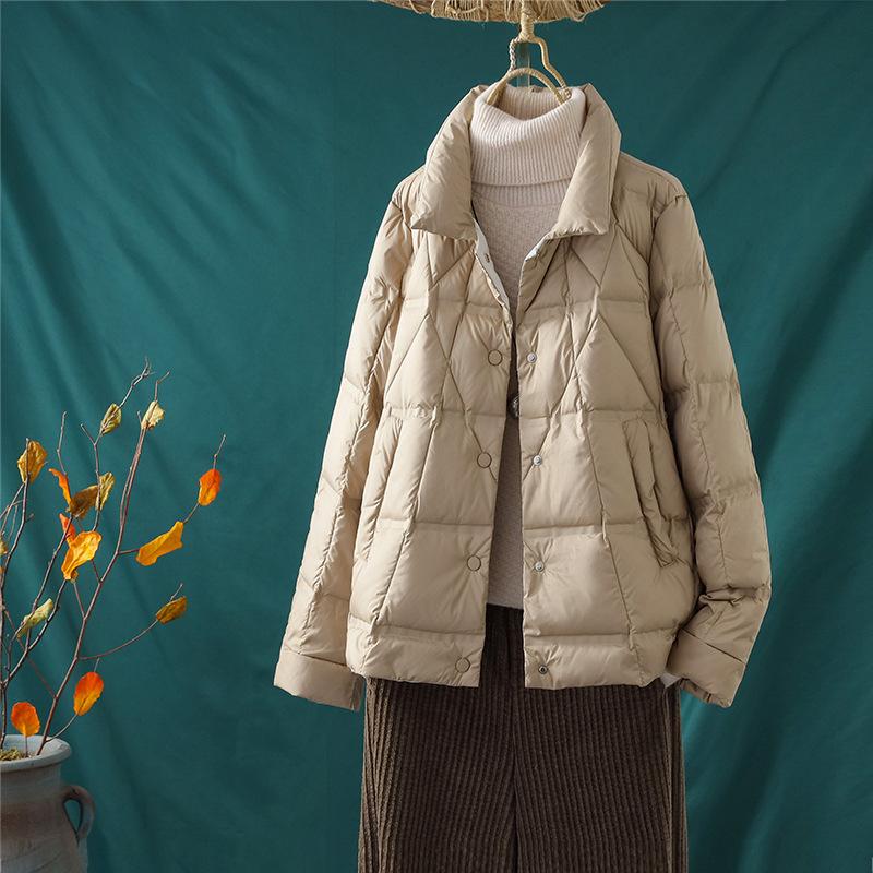 Short down jacket women's winter pressure glue light and loose fashion stand-up collar lightweight white duck down jacket