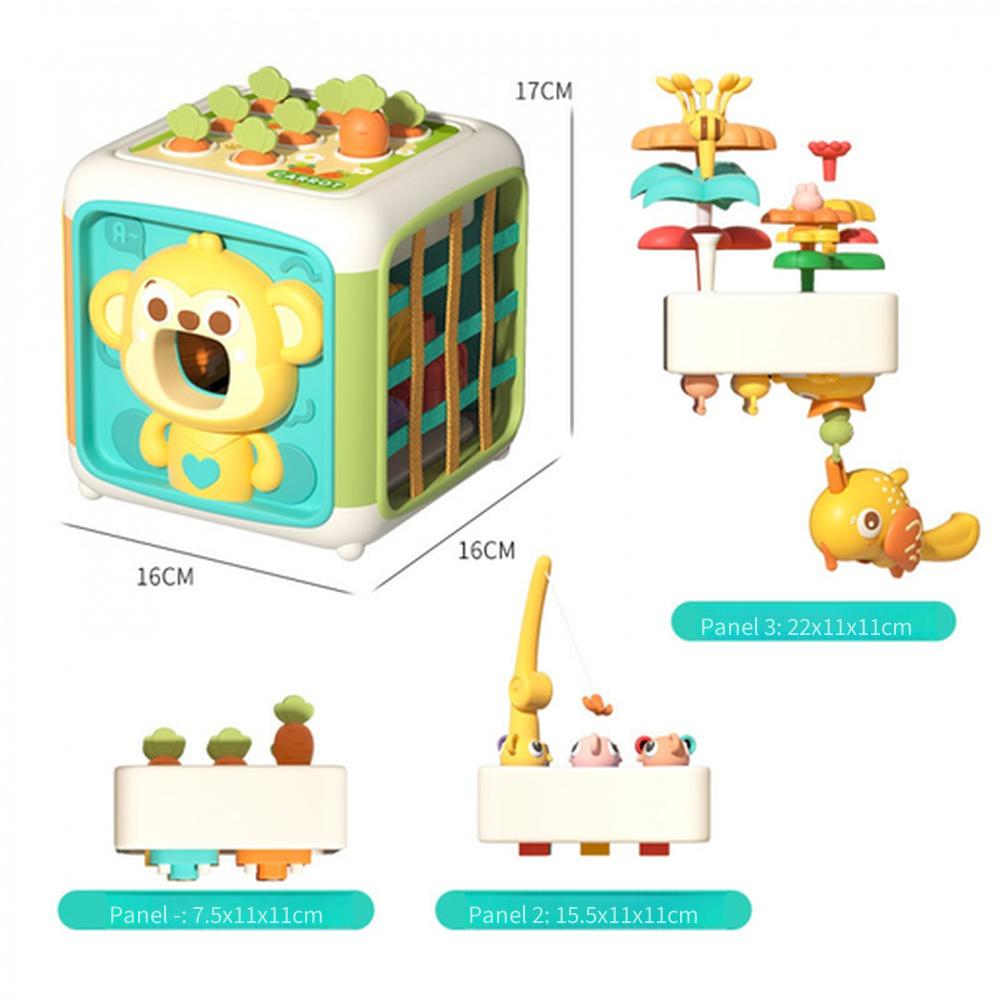 Montessori 6-Sided Busy Activity Cube, Multifunctional Sensory Shape Sorter Educational Toy for Kids Early Learning