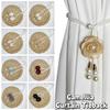 2PCS Beautifully Pearl Curtain Buckle Elegant Curtains Tie Rope Camellia Curtain Tieback  Decoration