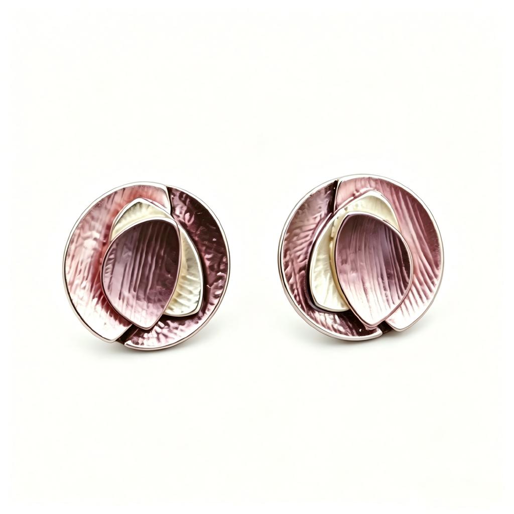Hot-selling retro hand-painted enamel stud earrings double petal design women's temperament commuting versatile earrings