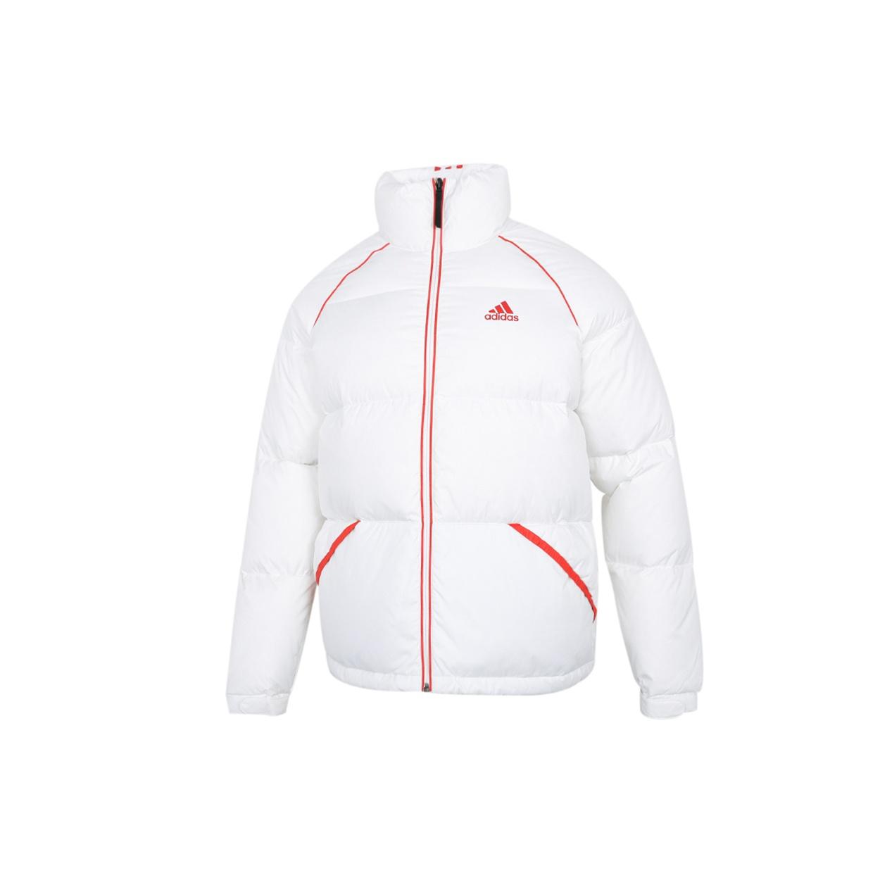 adidas Contrasting Colors Stripe Stand Collar Down Jacket White Men s H20751 S