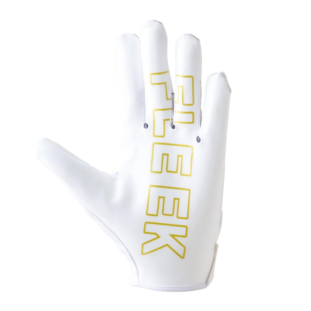 FLEEK EXTRA-FIT GLOVES 2.0 White Metallic Gold American Football Evolution