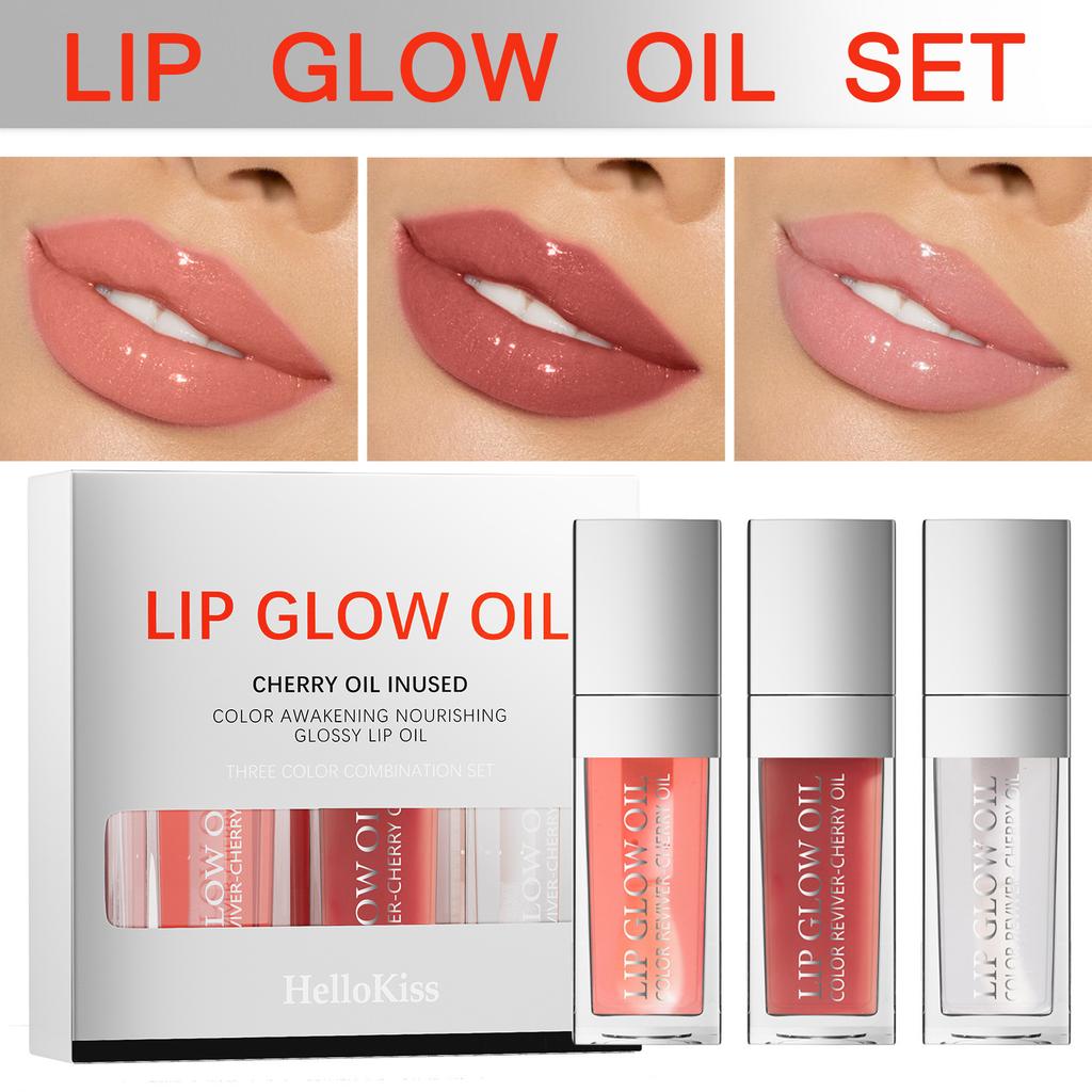 3PCS Lip Oil Lip Balm Moisturizing Nourishing Lip Glaze Transparent Toot Lip Nectar Glass Lip Moisturizing Lip Oil Lip Care