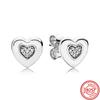 Hot Selling 100% 925 Sterling Copper Sparkling Infinity Red Heart Zircon Original Pantaro Stud Earrings Women Zircon Wholesale