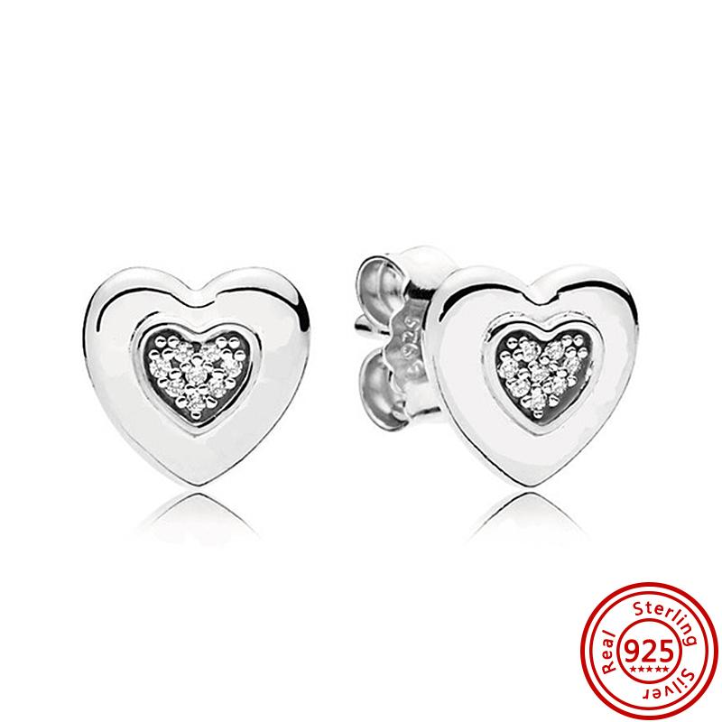 Hot Selling 100% 925 Sterling Copper Sparkling Infinity Red Heart Zircon Original Pantaro Stud Earrings Women Zircon Wholesale
