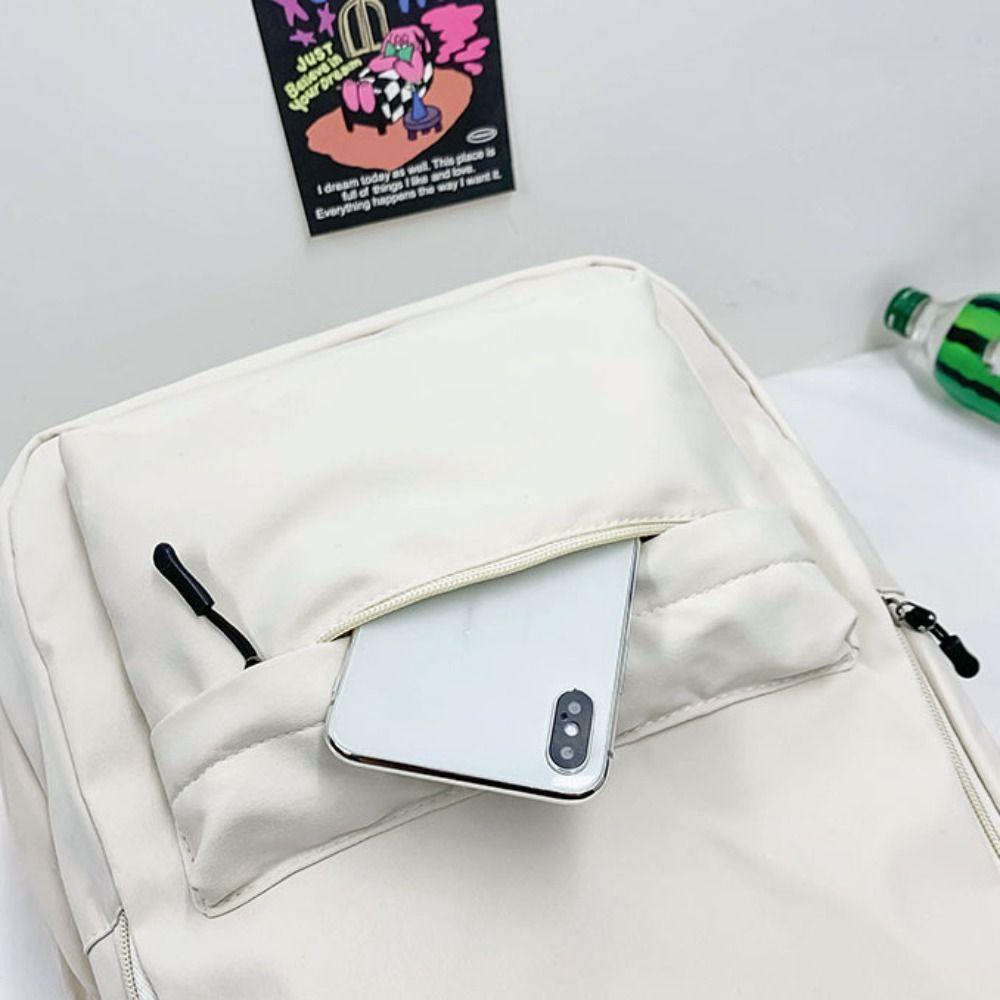 Simple Laptop School Bag Solid Color College Backpack Fashion Large Capacity Backpack  Teenagers