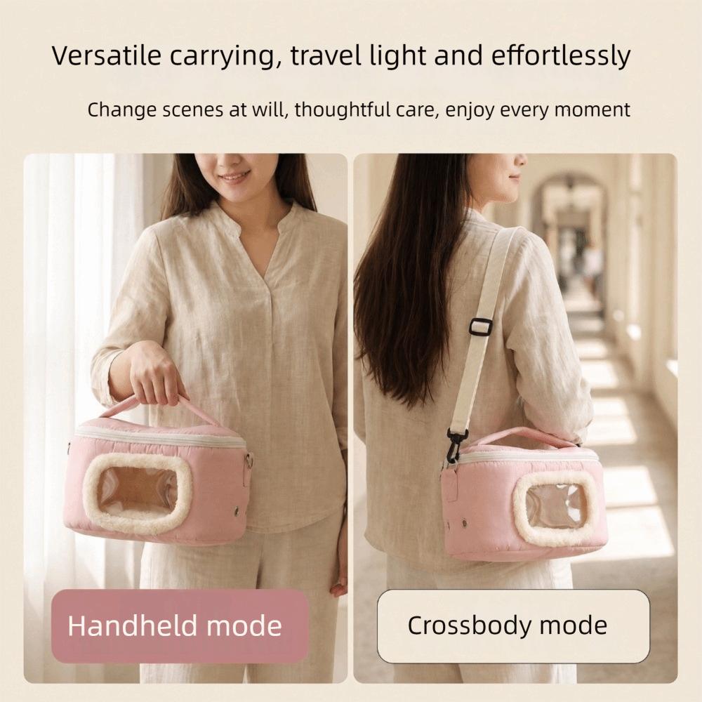 Soft Warm Hamster Carrier Bag Breathable Visible Window Rabbit Outing Bag Adjustable Strap Cylinder Small Pet Carrier Hedgehogs