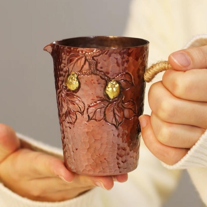 Handcrafted Vintage Copper Coffee Mug,200 ml Unique Art Texture Breakfast Cup,Friends and Colleagues' Gifts Tea Cup Tableware