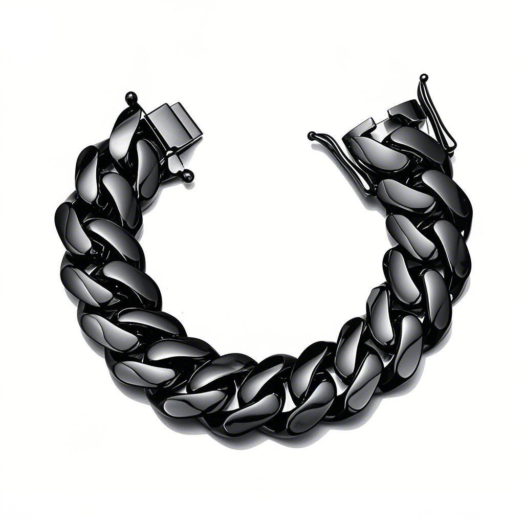 Hip Hop Jewelry 18/20/22mm Chunky Laminated Stainless Steel Bracelet Black Gun Plated Flat Cuban Link Bracelet for Men