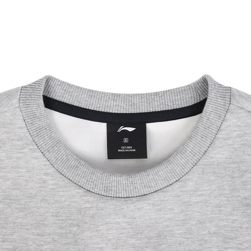 Li Ning Sweatshirts Men's Heather Gray Crew Neck Moderate AWDGE41-2