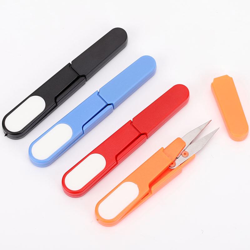 Colorful U-Shaped Spring Scissors for Cross Stitch, Yarn, and Thread Trimming – Perfect for Sewing and Household Use