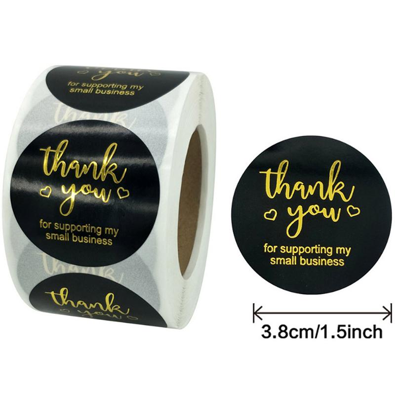 500Pcs/Roll Bronzing Paper Seal Label Thank You Stickers Custom Gift Bake Decor