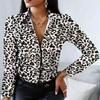 Casual Button Up Leopard Print Long Sleeve Office Shirt Tops Turn Down Collar Women Blouse Fashion 18972