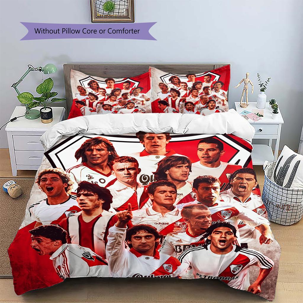 River Plate Football Club Pattern Bedding Home Decoration Birthday Gift (1 * duvet cover + 2 * pillowcase, without core)