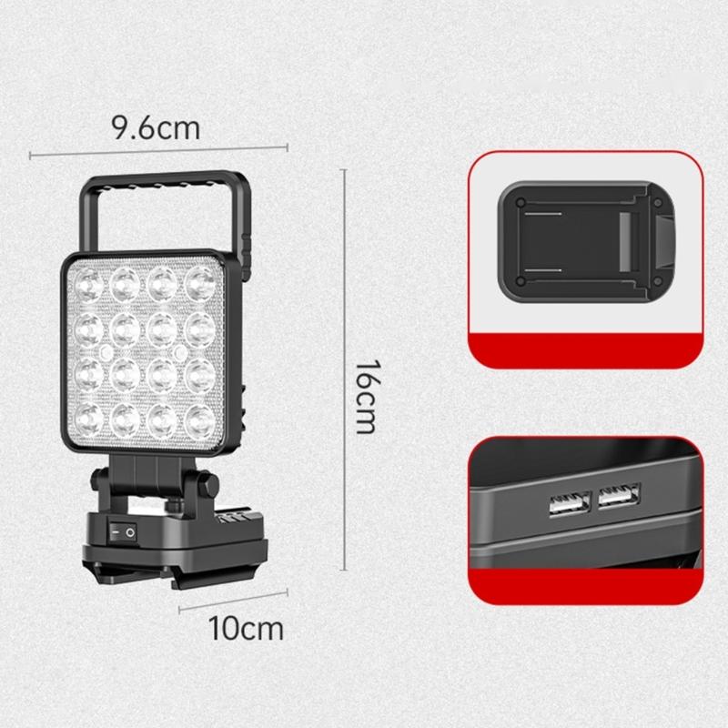 4Inch 3000Lumens Cordless LED Work Light With Double USB Charging Port For DCB206 20V batteries Camping Fishing Light