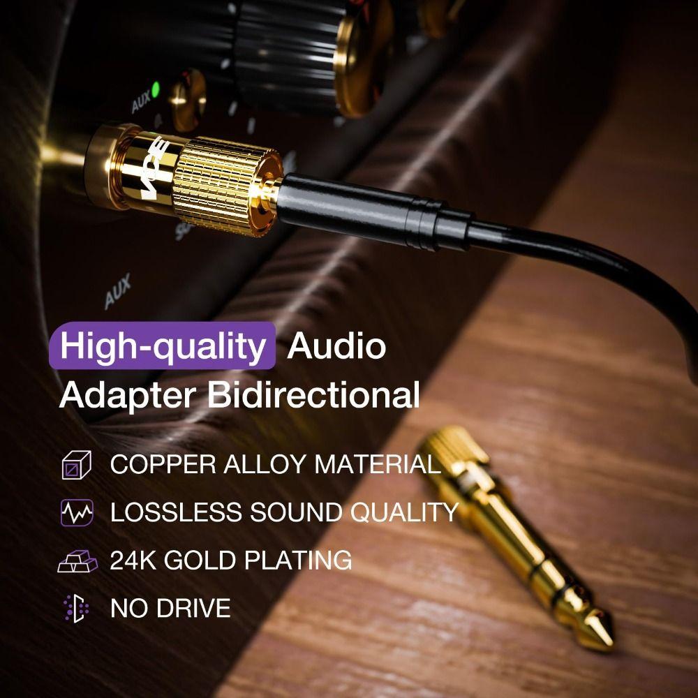 2 Pack Stereo 6.5mm To 3.5mm Jack Adapter 3.5mm To 6.5mm Speaker Connector Jack Aux Cable  Headphone