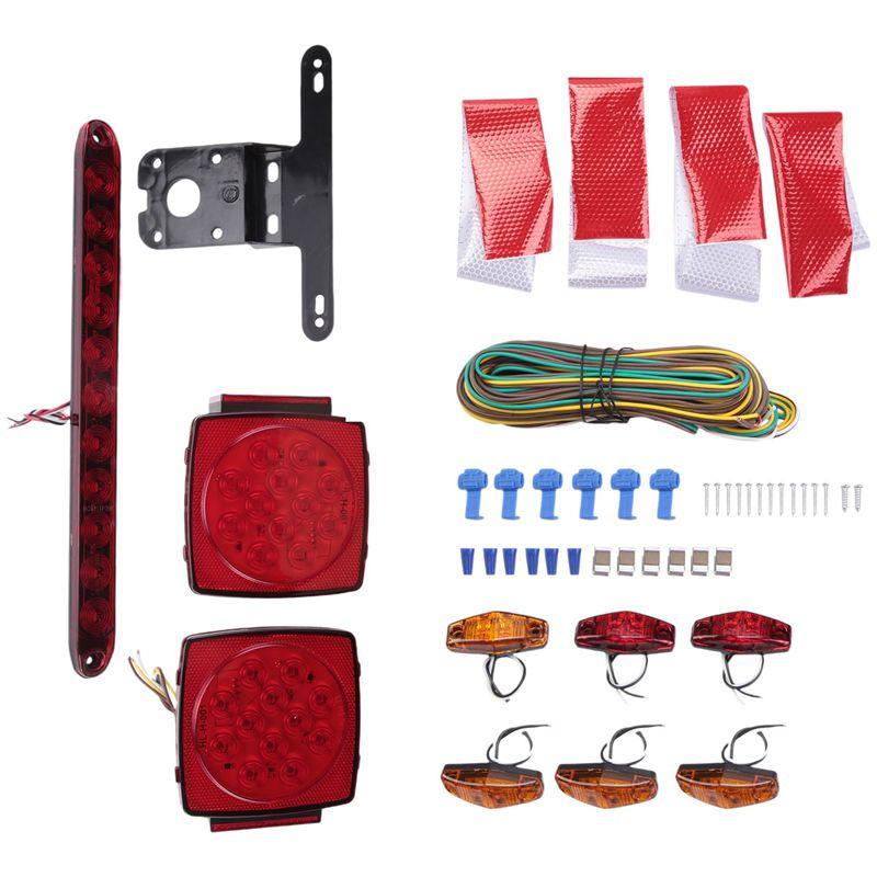 Steady Trailer Led Light Kit, Square Led Stop Turn Tail Brake License Plate Running Lights With Wiring Harness/Marker Lights красный
