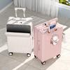 Unisex Multifunctional Front-Opening Carry-On Suitcase with Combination Lock