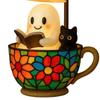 Reading Ghost Cat Night Light Halloween Black Cat White Ghost Cup Lamp Home Bedroom Kids Room Decoration Book Lovers Gift